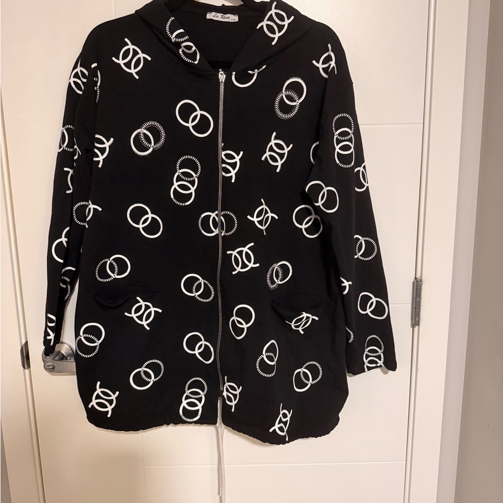 Black and White Hooded Jacket